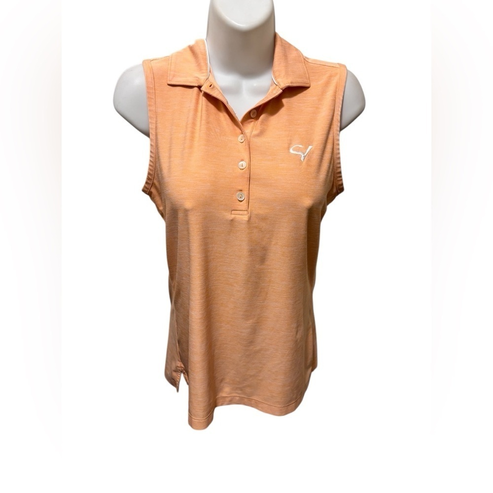 Peter Millar Peach Collared Golf Polo Top Size XS 5 Button Logo Active Shirt UPF